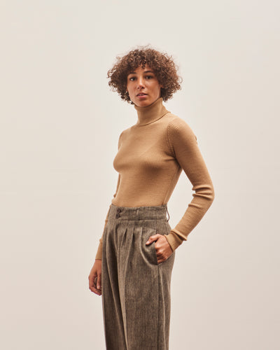 Merz b. Schwanen Ribbed Turtleneck Pullover, Toffee