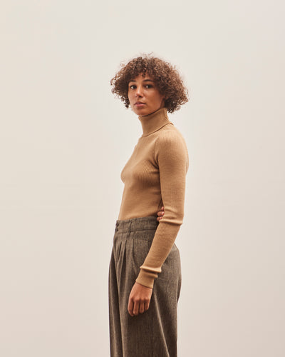 Merz b. Schwanen Ribbed Turtleneck Pullover, Toffee