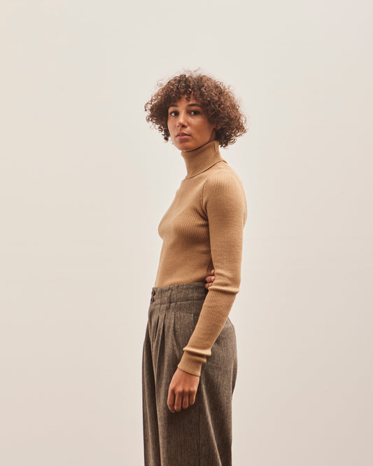 Merz b. Schwanen Ribbed Turtleneck Pullover, Toffee