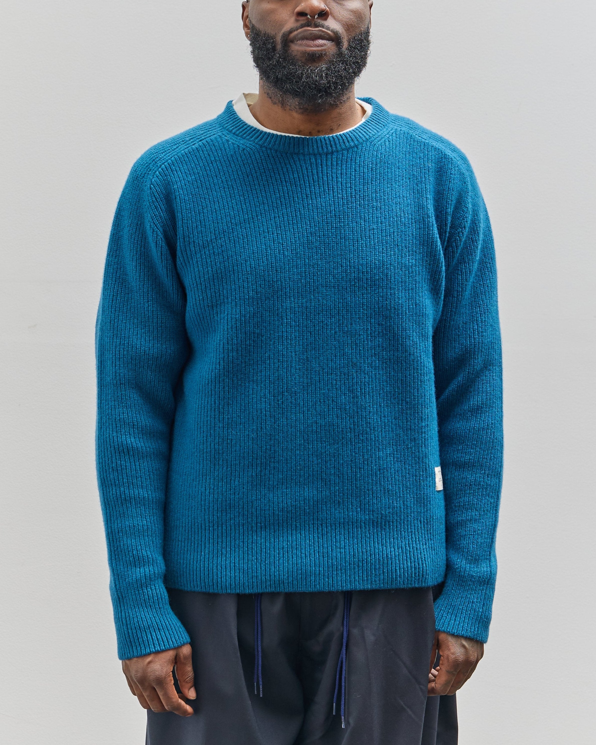 Merz b. Schwanen Unisex Crewneck Ribbed Pullover, Carbon Blue Merz b. Schwanen Unisex Crewneck Ribbed Pullover, Carbon Blue