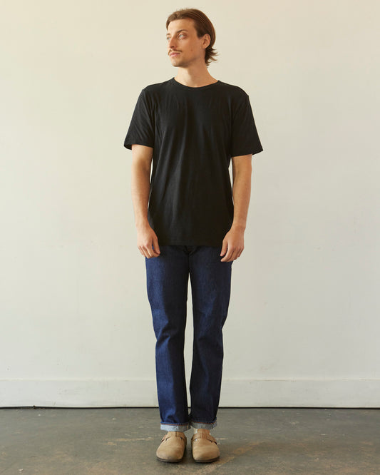 Merz b. Schwanen Unisex Pima Slub Tee, Deep Black