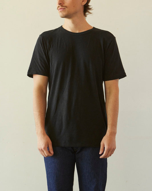 Merz b. Schwanen Unisex Pima Slub Tee, Deep Black