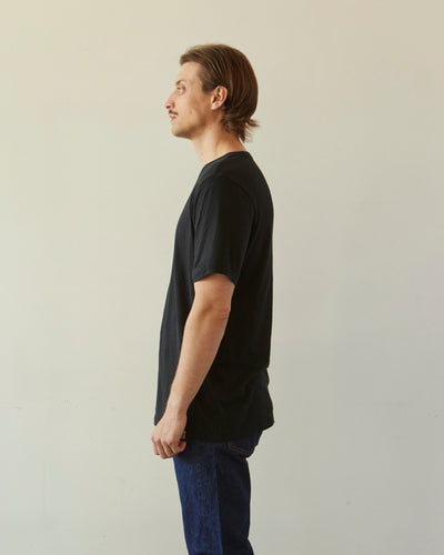 Merz b. Schwanen Unisex Pima Slub Tee, Deep Black