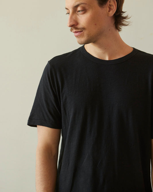 Merz b. Schwanen Unisex Pima Slub Tee, Deep Black