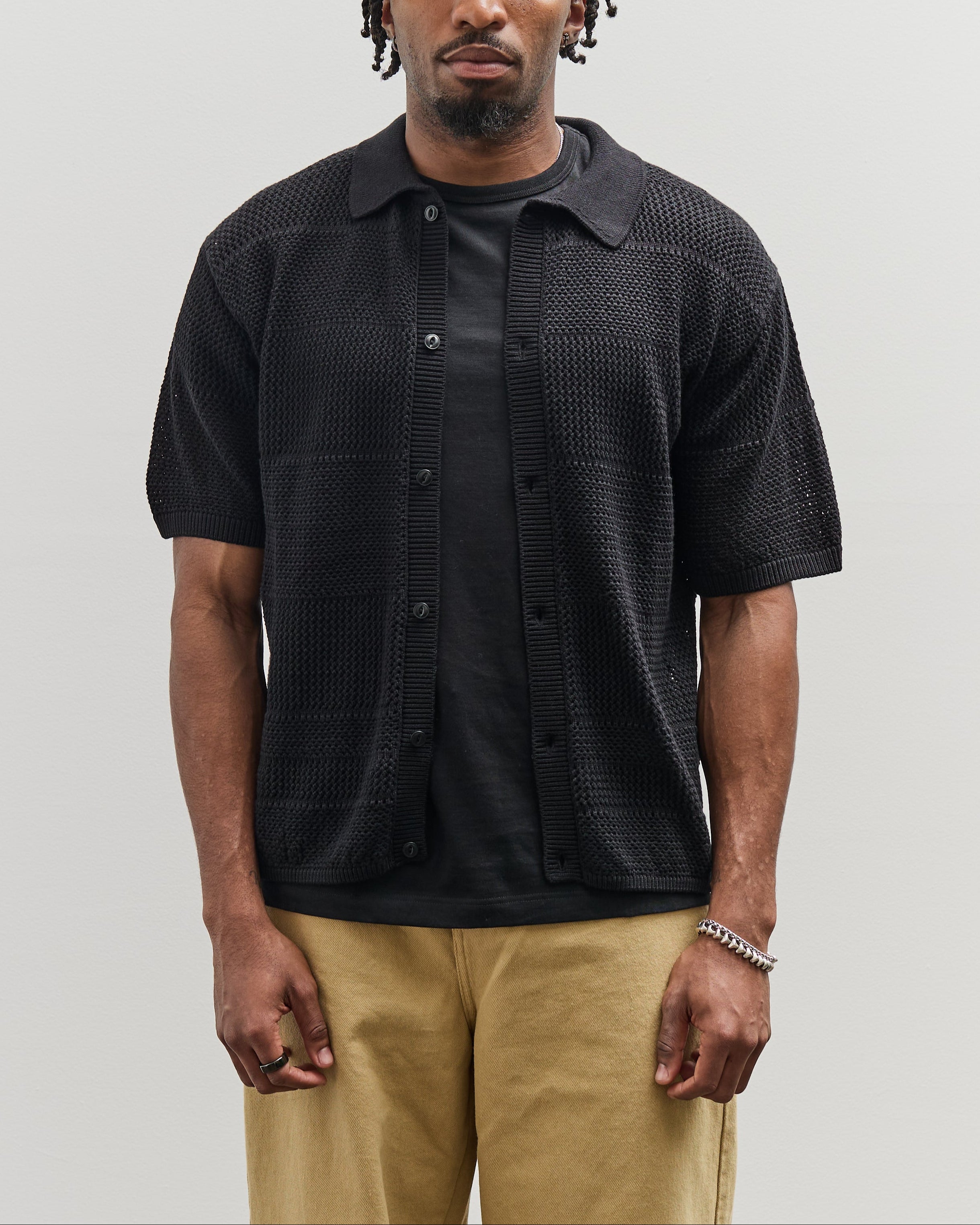 Merz b. Schwanen Crochet Shirt, Black – Glasswing