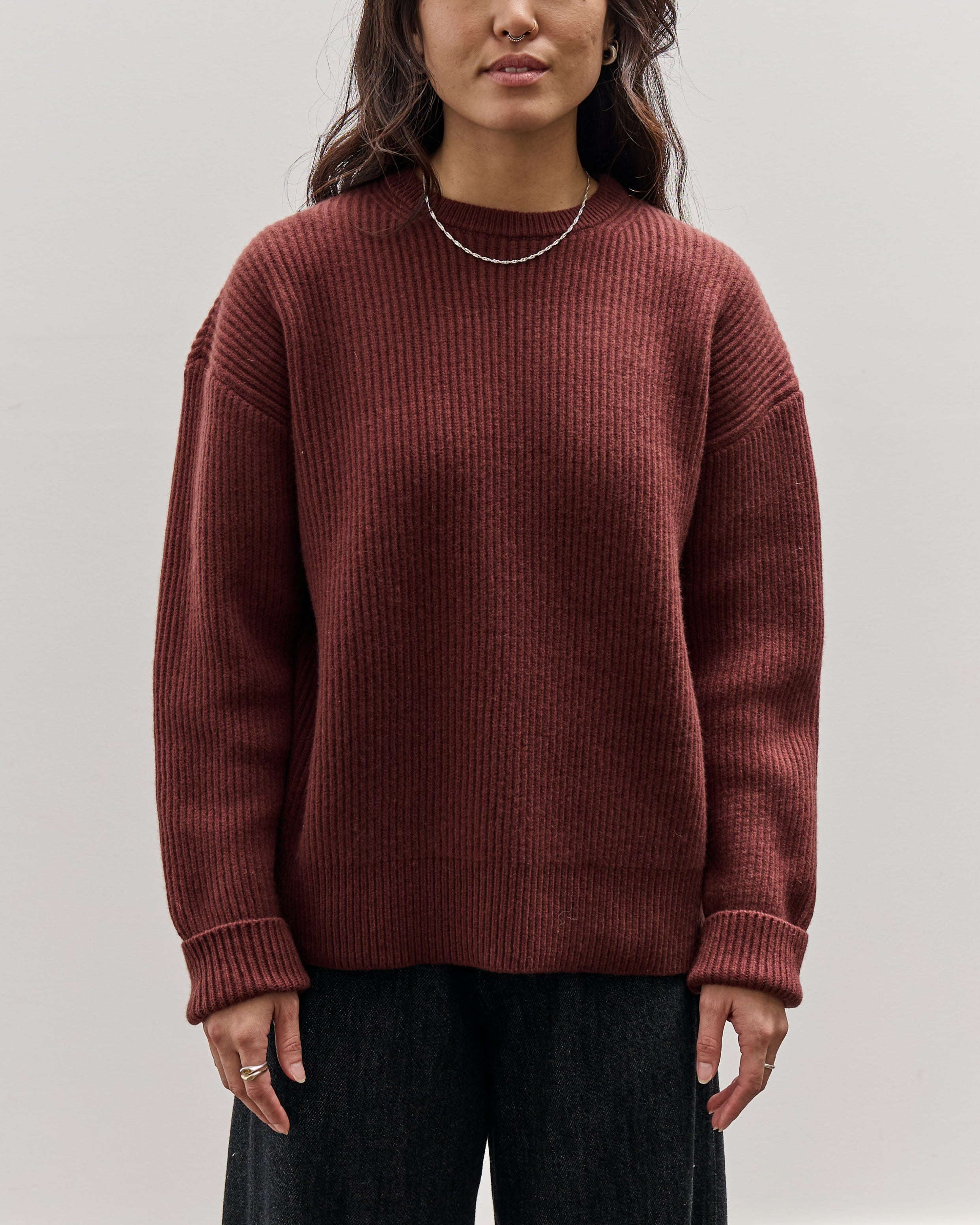 Merz b. Schwanen Crew Neck Pullover, Bark Brown – Glasswing