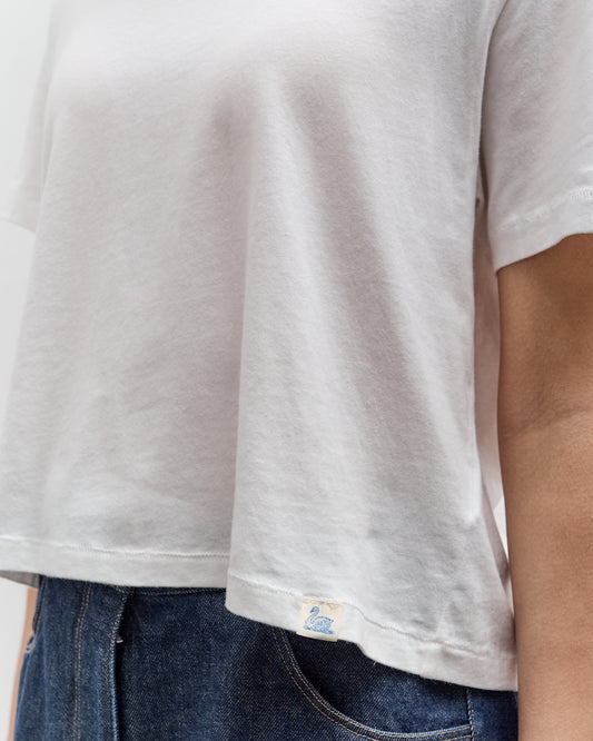 Merz b. Schwanen Soft Pima Cotton Cropped Women's T-Shirt, White