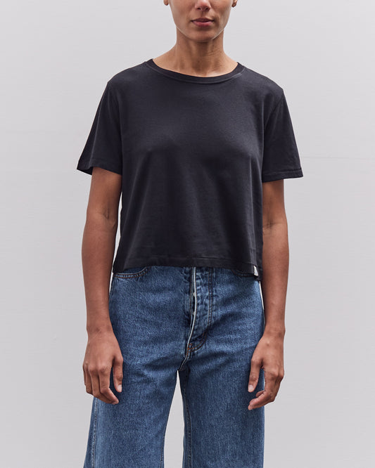 Merz b. Schwanen Soft Pima Cotton Cropped Women's T-Shirt, Deep Black