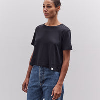 Merz b. Schwanen Soft Pima Cotton Cropped Women's T-Shirt, Deep Black