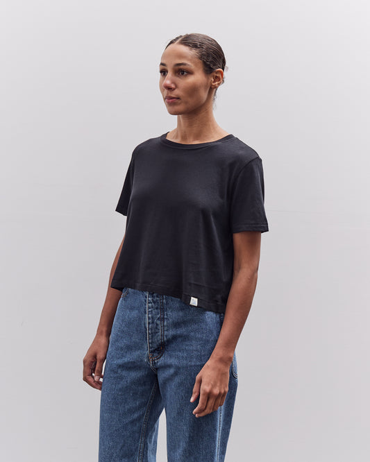 Merz b. Schwanen Soft Pima Cotton Cropped Women's T-Shirt, Deep Black