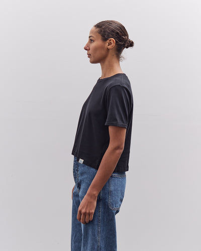 Merz b. Schwanen Soft Pima Cotton Cropped Women's T-Shirt, Deep Black