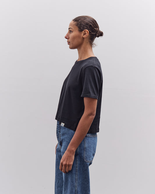 Merz b. Schwanen Soft Pima Cotton Cropped Women's T-Shirt, Deep Black
