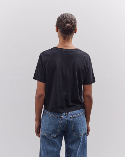 Merz b. Schwanen Soft Pima Cotton Cropped Women's T-Shirt, Deep Black