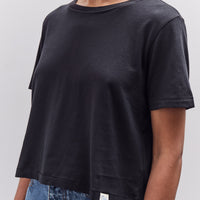 Merz b. Schwanen Soft Pima Cotton Cropped Women's T-Shirt, Deep Black