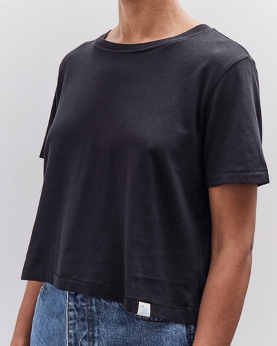 Merz b. Schwanen Soft Pima Cotton Cropped Women's T-Shirt, Deep Black