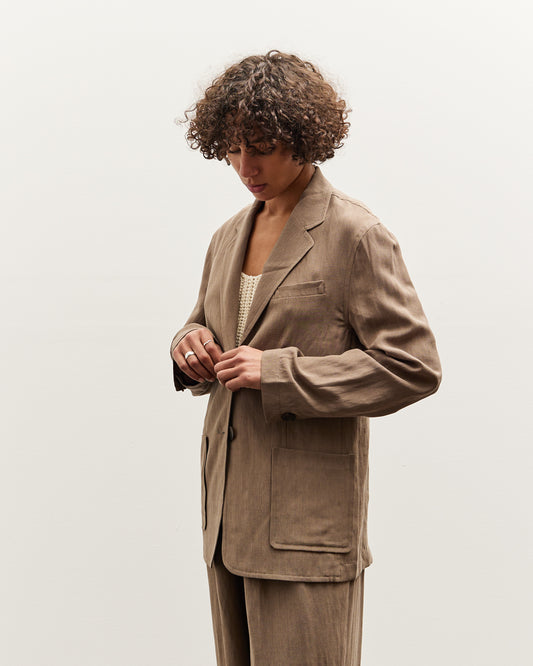 Mijeong Park Linen Blend Jacket, Dark Tan