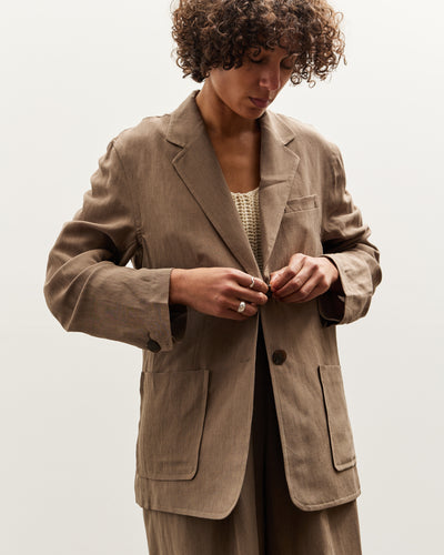 Mijeong Park Linen Blend Jacket, Dark Tan