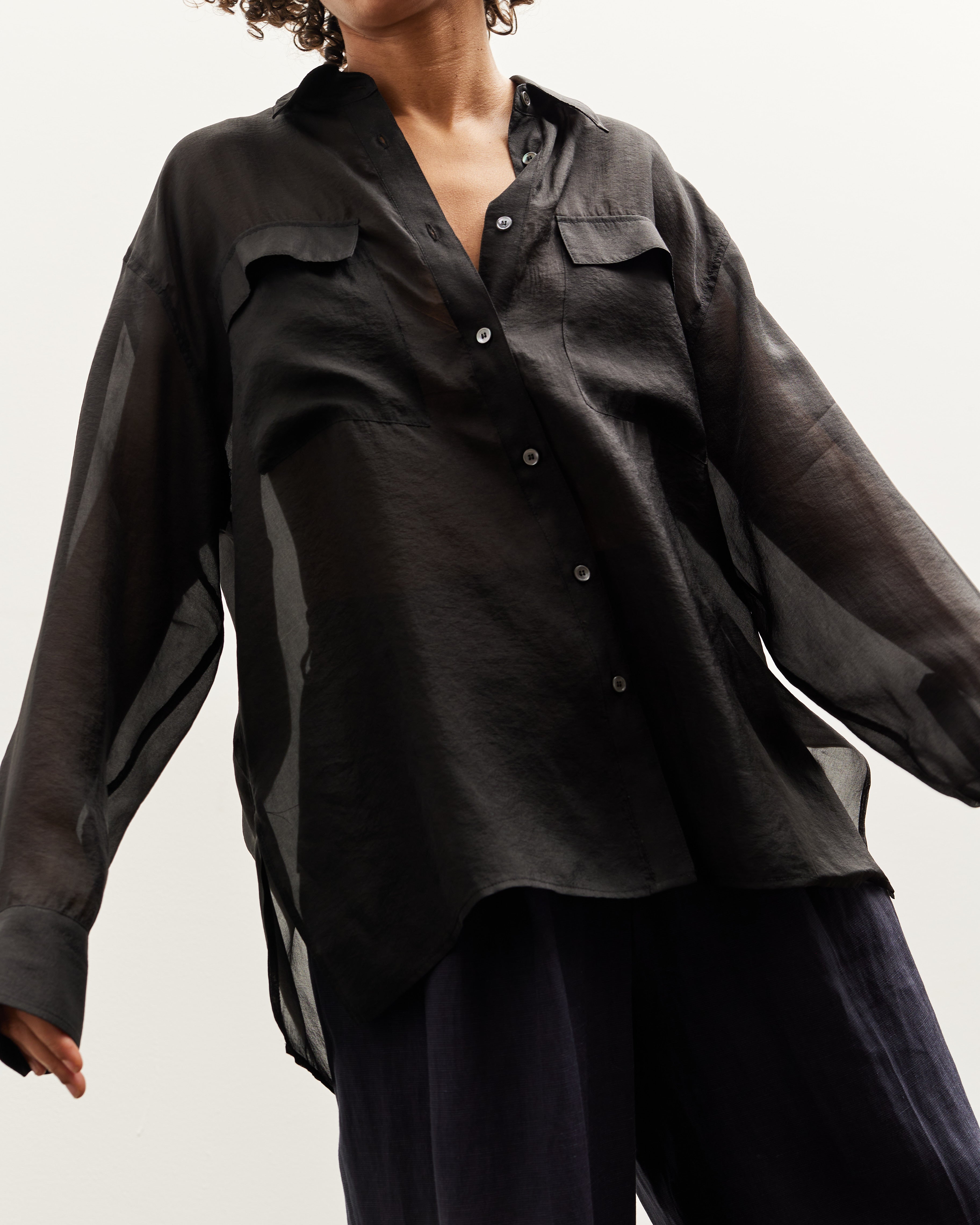 yilon イロン CHIFFON FAIRY BLOUSE ブラウス ブラック Chiffon fairy blouse – YILON