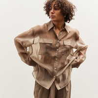 Mijeong Park Organza Sheer Blouse, Dark Beige