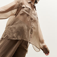 Mijeong Park Organza Sheer Blouse, Dark Beige