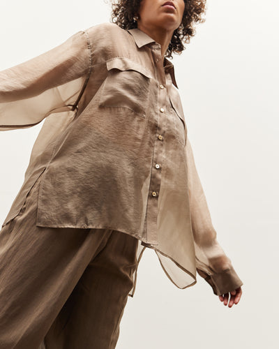 Mijeong Park Organza Sheer Blouse, Dark Beige