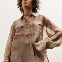 Mijeong Park Organza Sheer Blouse, Dark Beige