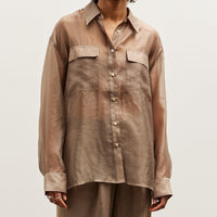 Mijeong Park Organza Sheer Blouse, Dark Beige