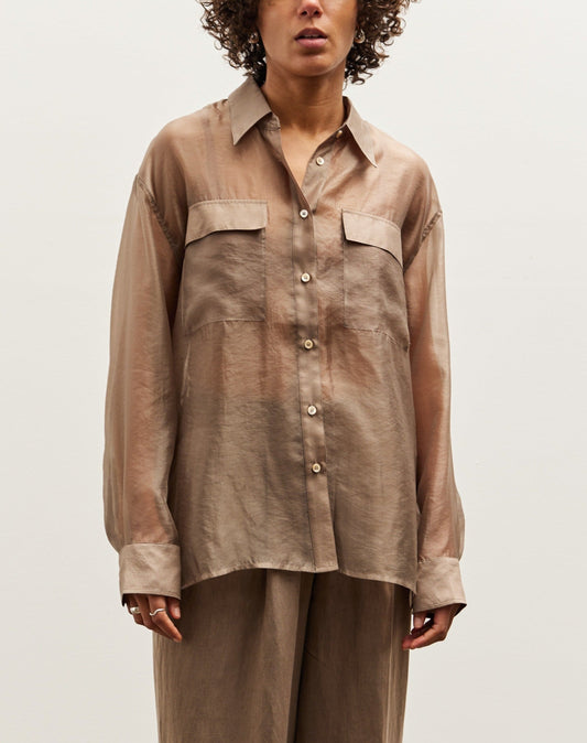 Mijeong Park Organza Sheer Blouse, Dark Beige