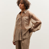 Mijeong Park Organza Sheer Blouse, Dark Beige