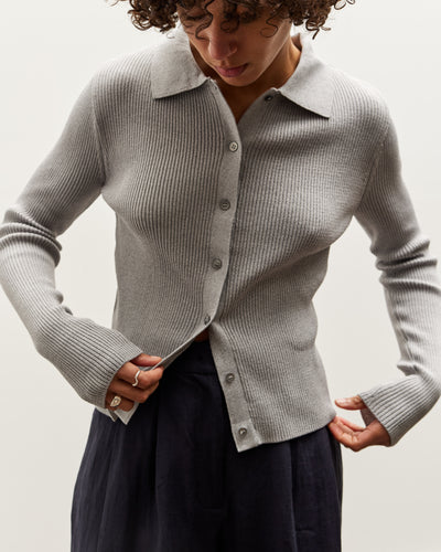 Mijeong Park Ribbed Short Cardigan, Gray