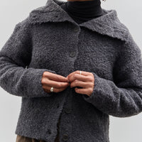 Mijeong Park Spread Collar Boucle Cardigan, Charcoal