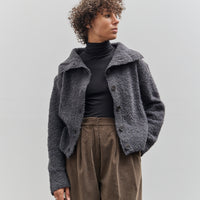 Mijeong Park Spread Collar Boucle Cardigan, Charcoal