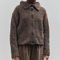 Mijeong Park Spread Collar Boucle Cardigan, Brown