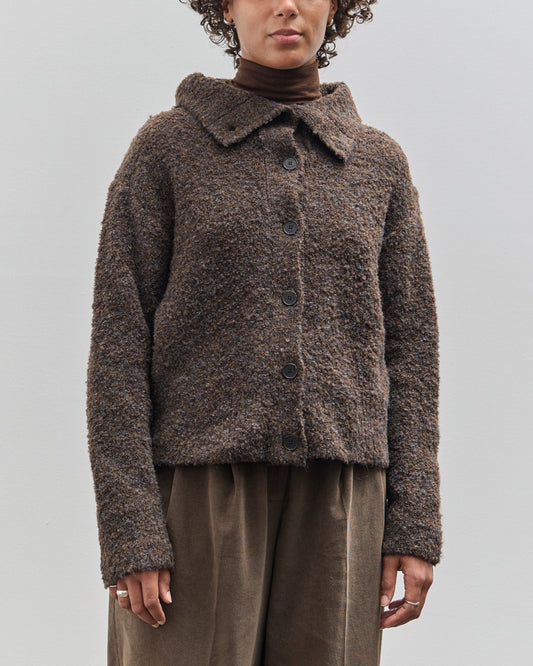 Mijeong Park Spread Collar Boucle Cardigan, Brown