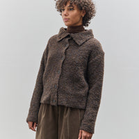 Mijeong Park Spread Collar Boucle Cardigan, Brown