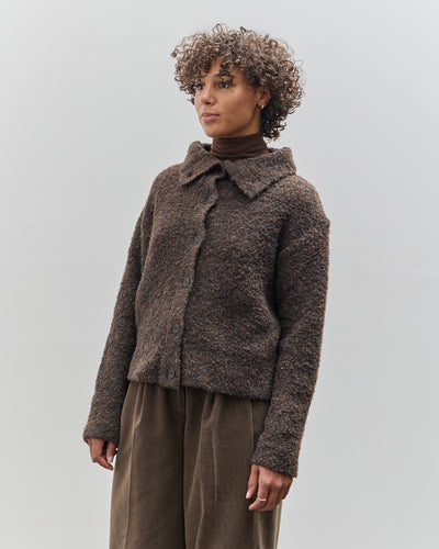 Mijeong Park Spread Collar Boucle Cardigan, Brown