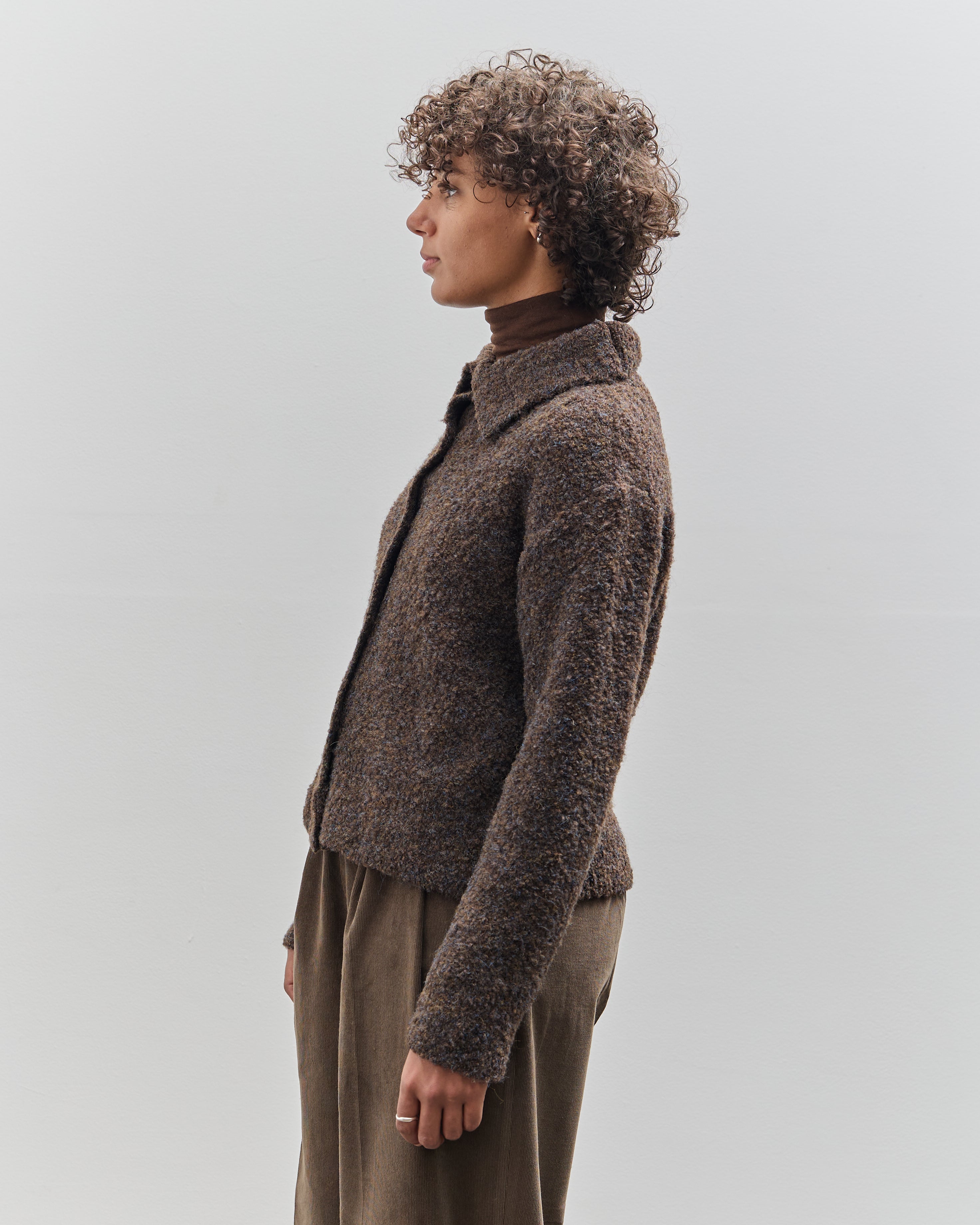 Mijeong Park Spread Collar Boucle Cardigan, Brown – Glasswing