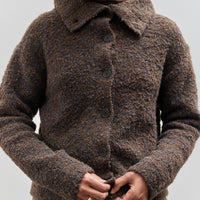 Mijeong Park Spread Collar Boucle Cardigan, Brown