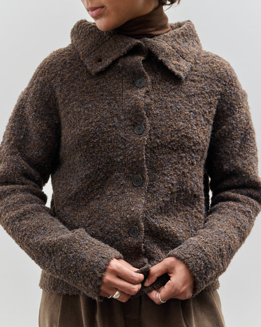 Mijeong Park Spread Collar Boucle Cardigan, Brown