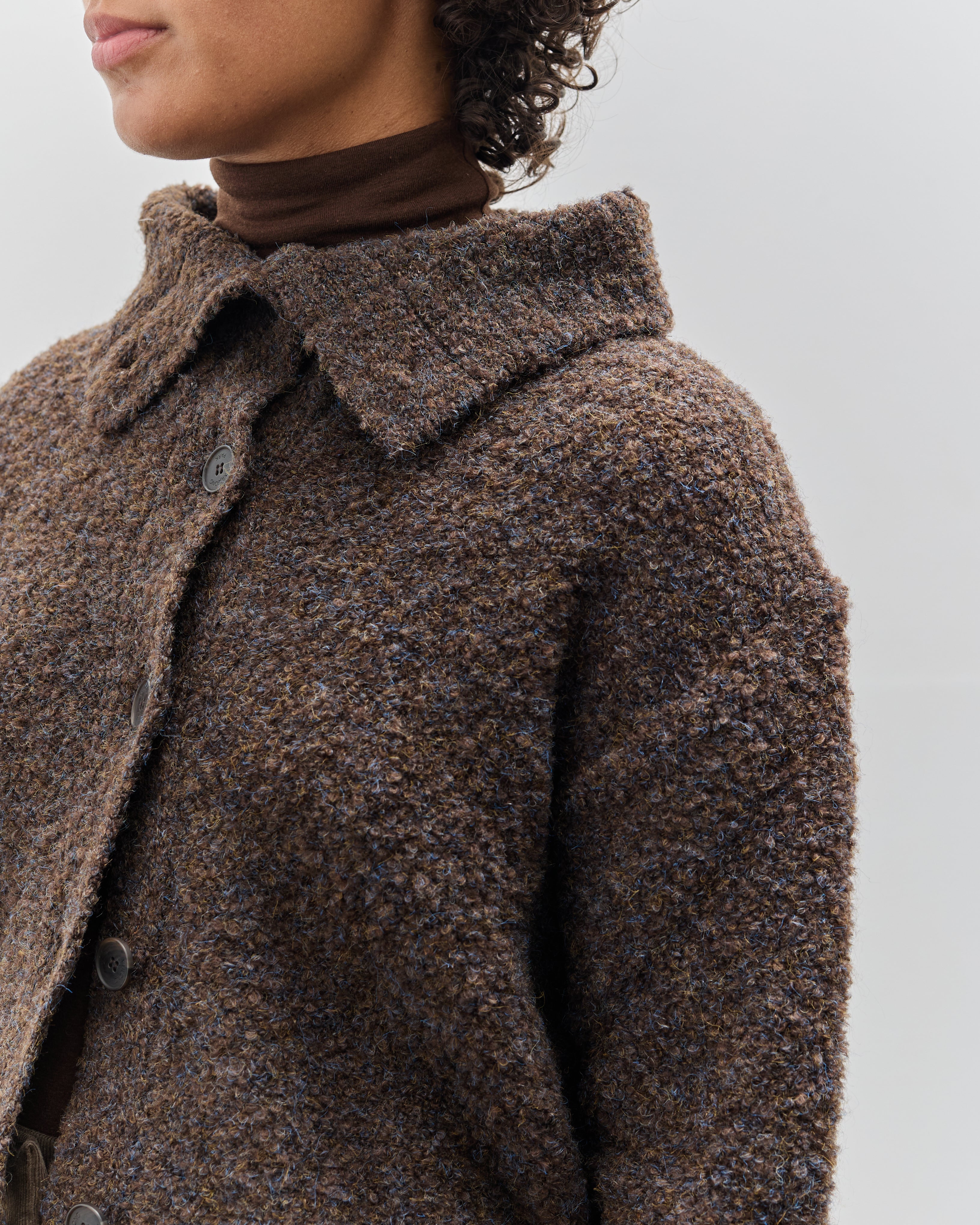 Mijeong Park Spread Collar Boucle Cardigan, Brown – Glasswing