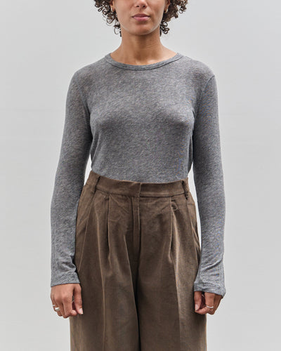 Mijeong Park Wool Tencel Crewneck Top, Heather Grey