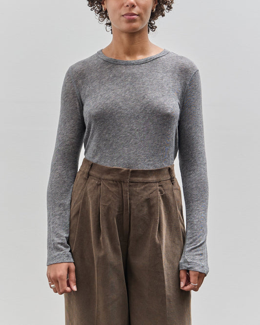 Mijeong Park Wool Tencel Crewneck Top, Heather Grey