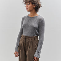 Mijeong Park Wool Tencel Crewneck Top, Heather Grey