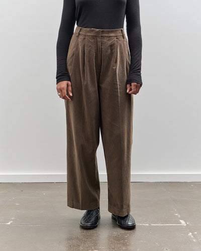 Mijeong Park Thin Cord Wide Leg Pants, Light Brown