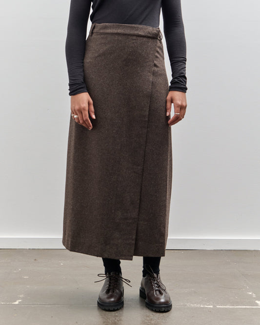 Mijeong Park Wool Blend Maxi Wrap Skirt, Brown