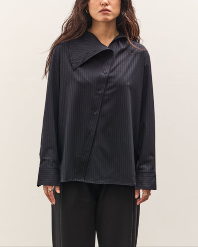 Mijeong Park Asymmetric Striped Shirt, Navy Stripe