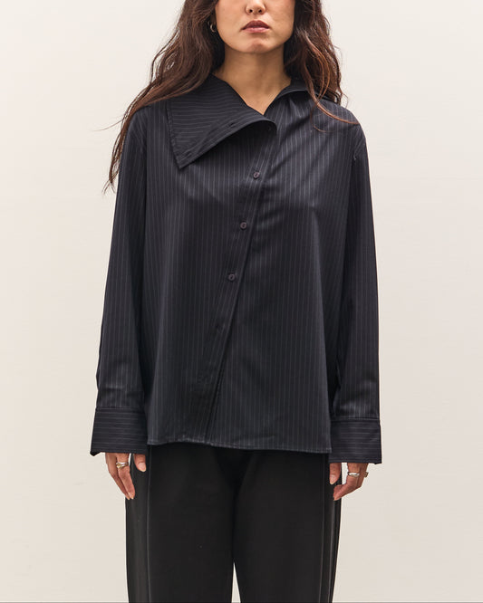 Mijeong Park Asymmetric Striped Shirt, Navy Stripe