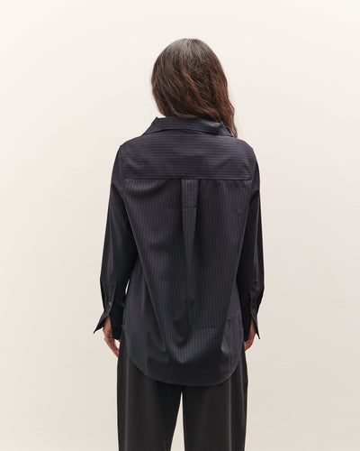 Mijeong Park Asymmetric Striped Shirt, Navy Stripe