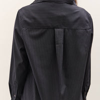 Mijeong Park Asymmetric Striped Shirt, Navy Stripe