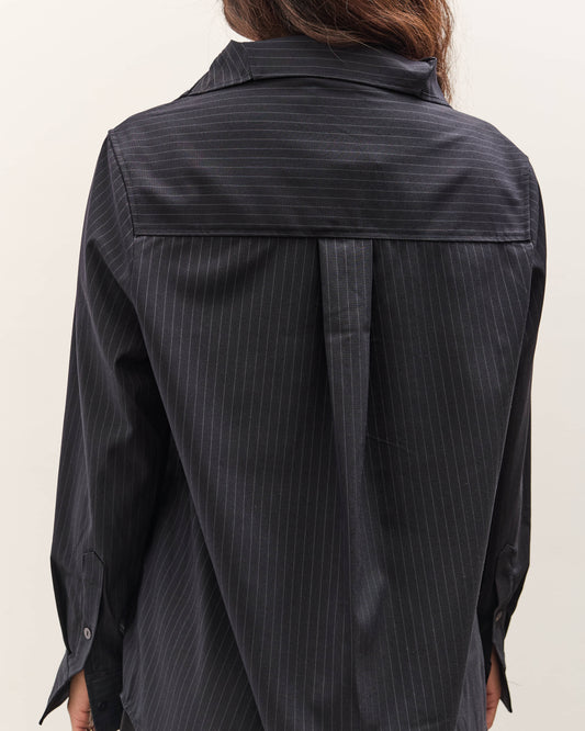 Mijeong Park Asymmetric Striped Shirt, Navy Stripe